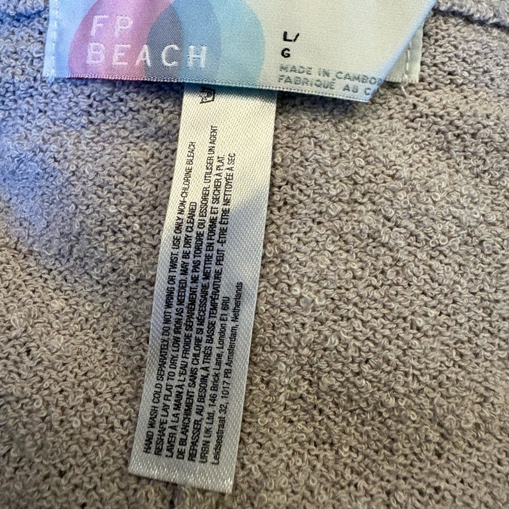 Free People Beach Cream Towel Wide Leg Pants Size L - Picture 6 of 6